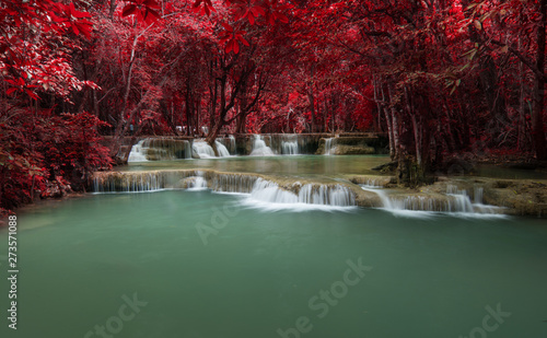 Fototapeta Naklejka Na Ścianę i Meble -  autumn waterfall in Huai Mae Khamin waterfall