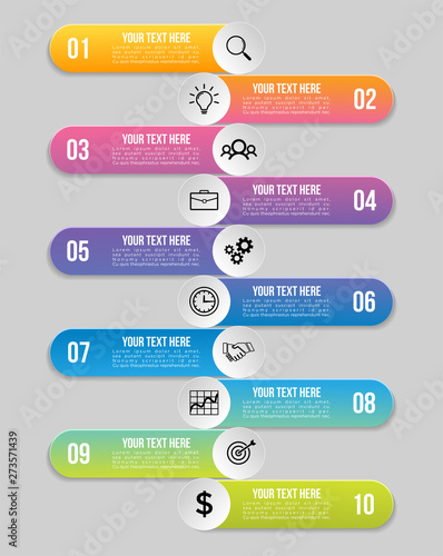 Vector Infographic Design Template with Options Steps and Marketing Icons can be used for info graph, presentations, process, diagrams, annual reports, workflow layout