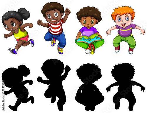 Set of chubby children character