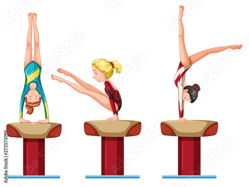 Set of female gymnastics athletes character