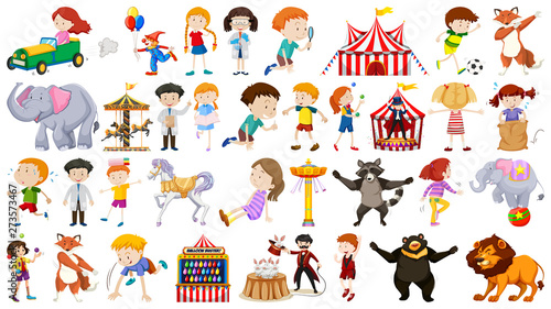 Set of children and funfair