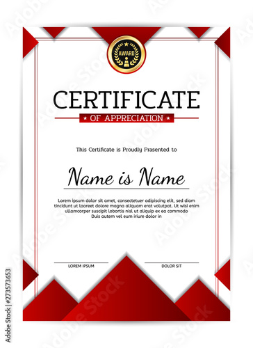 Modern certificate of appreciation award template. Template diploma border for use in design. Eps10 - vector.