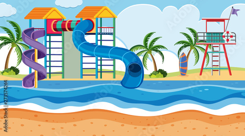 A artificial beach scene