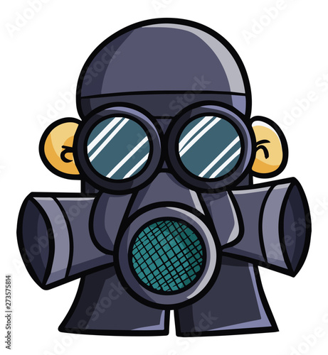 Funny and scary man with poison google masker - vector. © ogieurvil