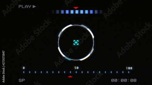 HUD Futuristic Elements Arrow Hexagon Spin Future Connection Monitor Concept. Abstract Hi Technology UI Interactive Design Illustration.