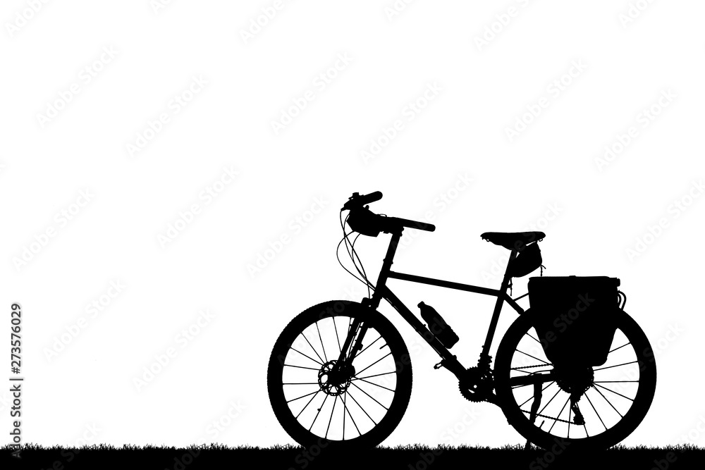 silhouette vintage bike on white background.