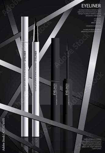 Cosmetic Eyeliner with Packaging Poster Design Vector Illustration