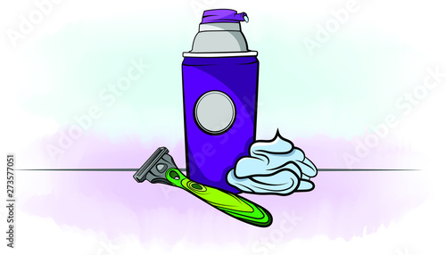 Shaving Cream and Razor Vector Illustration