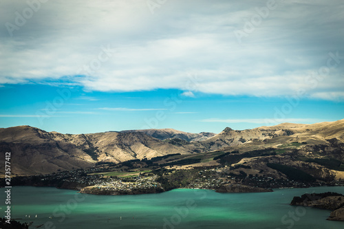 Christchurch New Zealand, Lyttleton Harbour, Port Hills Landscape Canterbury South Island NZ