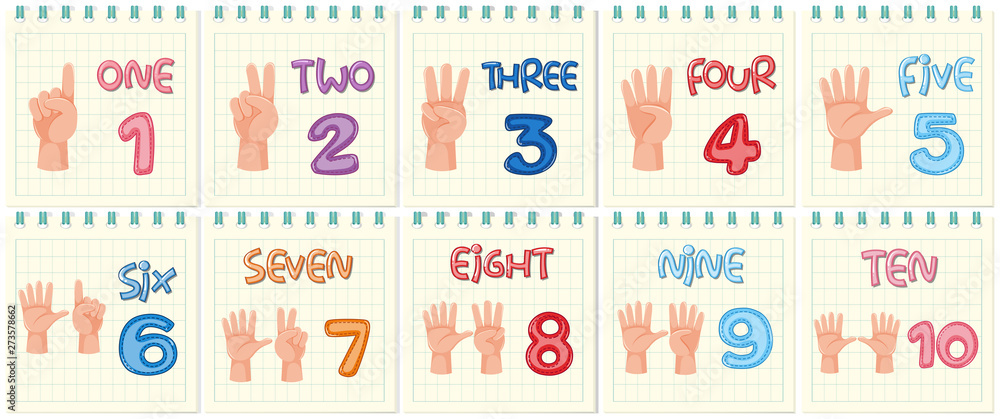 Set of number hand gesture Set of number hand gesture