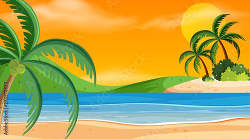 A beach sunset scene