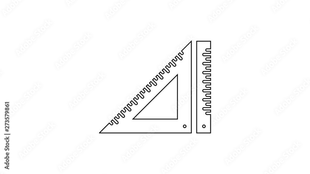 Black Triangular ruler line icon on white background. Straightedge symbol. Geometric symbol. 4K Video motion graphic animation Black Triangular ruler line icon on white background. Straightedge symbol. Geometric symbol. 4K Video motion graphic animation
