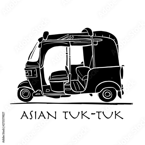 Tuktuk, motorbike asian taxi. Sketch for your design