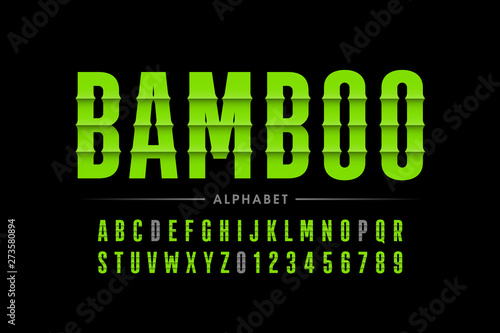 Bamboo style font design  alphabet letters and numbers