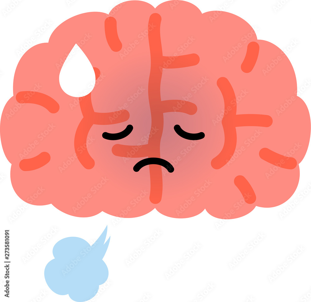 疲れた表情の脳のキャラクター 疲れた表情の脳のキャラクター