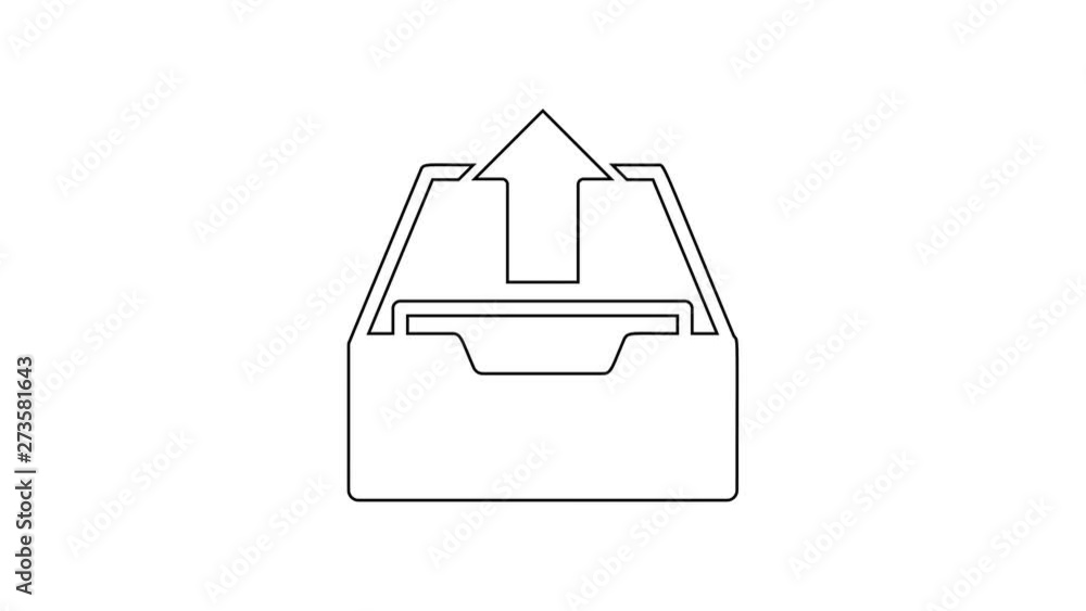 Black Upload inbox line icon on white background. Extract files from archive. 4K Video motion graphic animation Black Upload inbox line icon on white background. Extract files from archive. 4K Video motion graphic animation