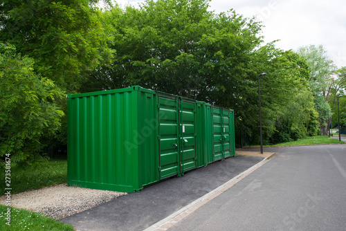 Containers on a roadside in the city