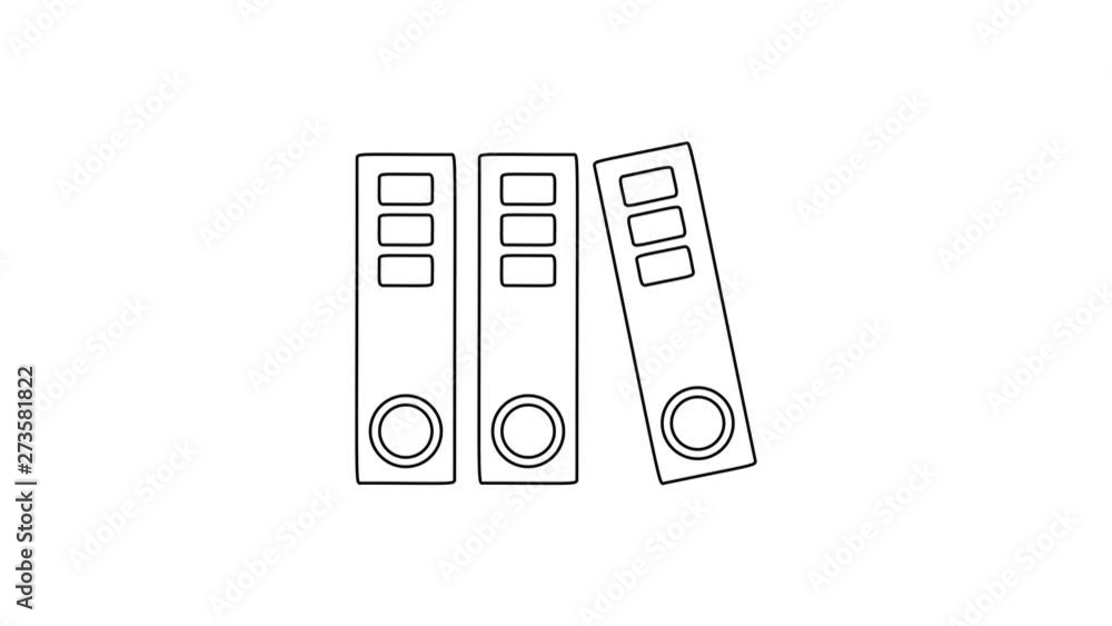 Black Office folders with papers and documents line icon on white background. Office binders. Archives folder sign. 4K Video motion graphic animation Black Office folders with papers and documents line icon on white background. Office binders. Archives folder sign. 4K Video motion graphic animation