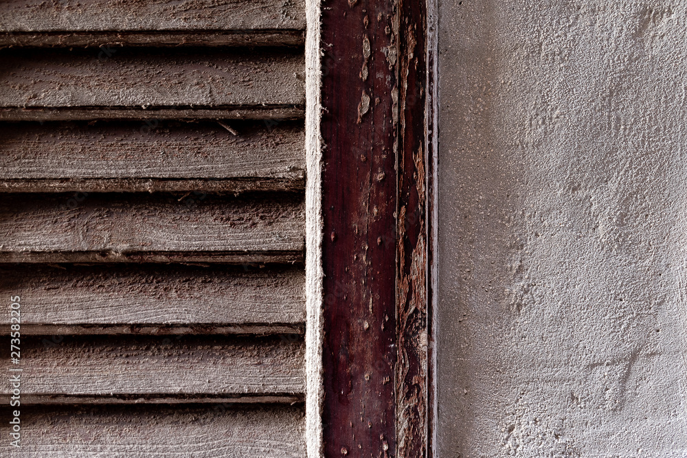 Old wooden window shutter close-up. Vintage, abstract background - Cefalu, province of Palermo, Sicily, Italy