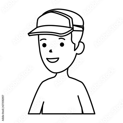 young boy shirtless with sport cap
