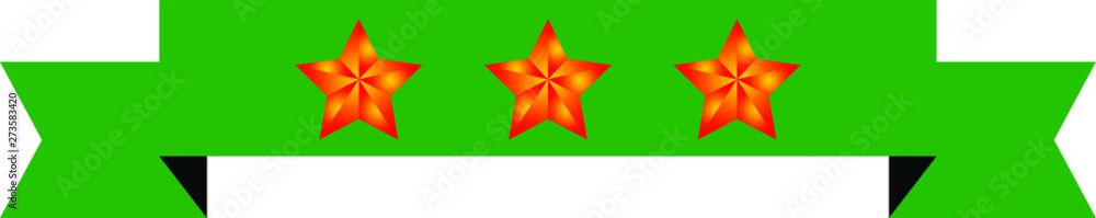 Illustration of a three star green title ribbon Illustration of a three star green title ribbon