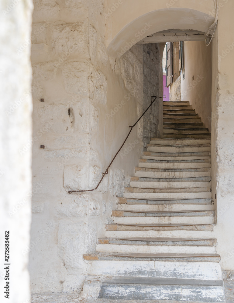 Sauve, France - 06 06 2019:  A stone staircase