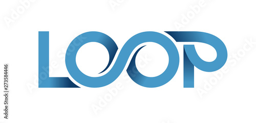 Loop logo. Vector ribbon lettering isolated on white background