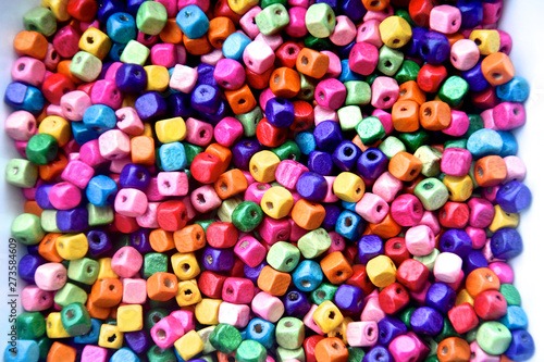 Colourful wooden beads