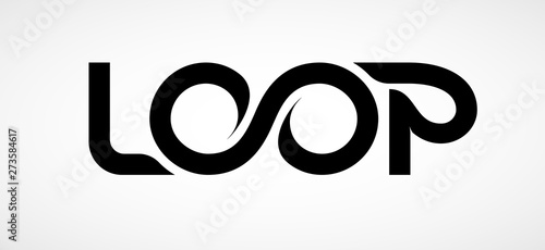 Loop logo. Vector ribbon lettering isolated on white background