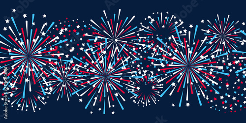 Seamless border with fireworks for Independence day design