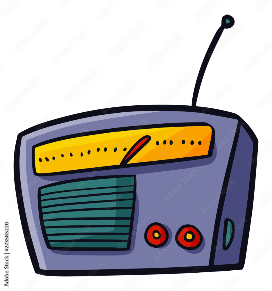 Obraz premium Cute and funny purple vintage radio - vector.