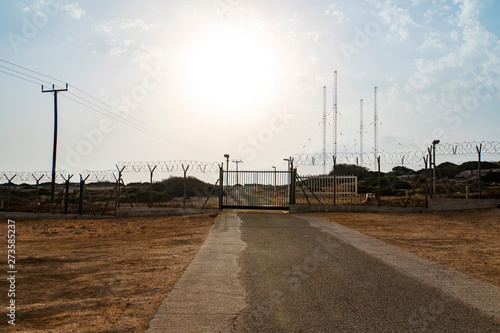 Photography Barbed wire fence block the way