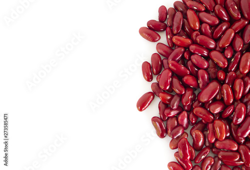 Close up red kidney beans isolated on white background with copy space, healthy food concept