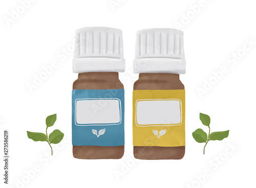 Watercolor Glass Bottles of Essential Oil