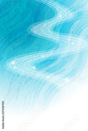 川　暑中見舞い　和紙　背景 