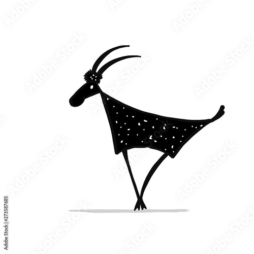 Funny goat, simple sketch for your design
