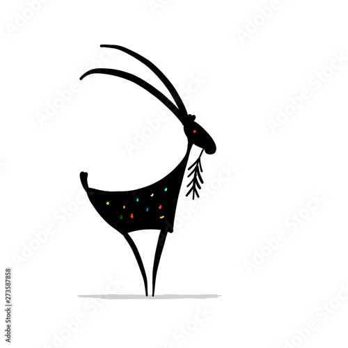 Funny goat, simple sketch for your design