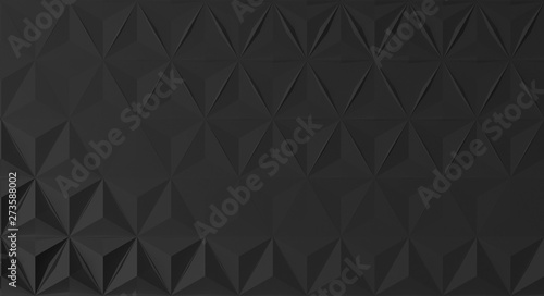 Triangular abstract geometric dark background of triangular volumetric elements of different random size. 3D illustration