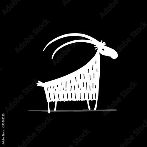 Funny goat, simple sketch for your design