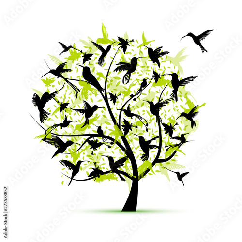 Hummingbird tree, sketch for your design