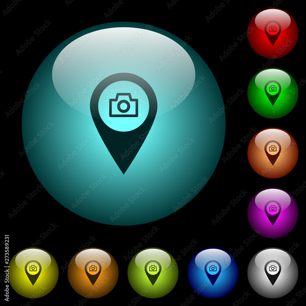 GPS map location snapshot icons in color illuminated glass buttons GPS map location snapshot icons in color illuminated glass buttons
