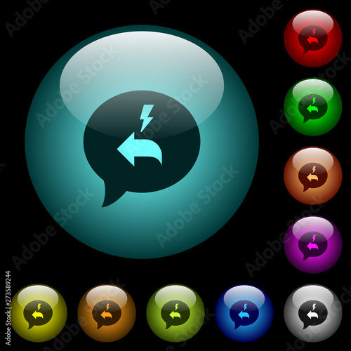 Quick reply message icons in color illuminated glass buttons