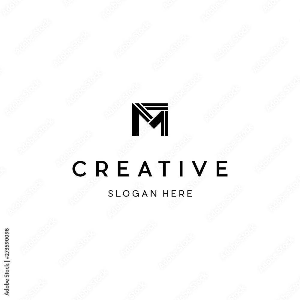 Abstract letter M modern logotype icon design concept, M initial based letter icon logo.