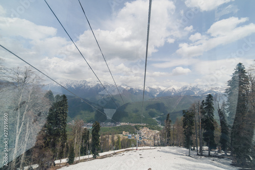 Cable car in the mountains in Sochi