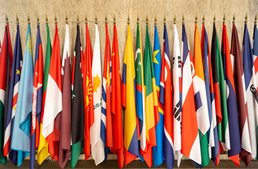 World flags om poles