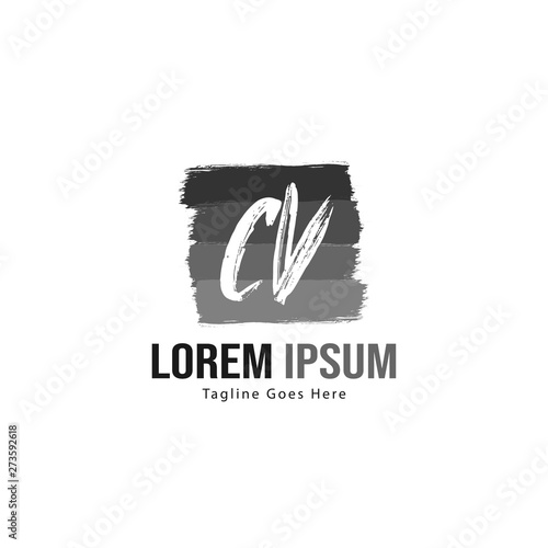 Initial CV logo template with modern frame. Minimalist CV letter logo vector illustration