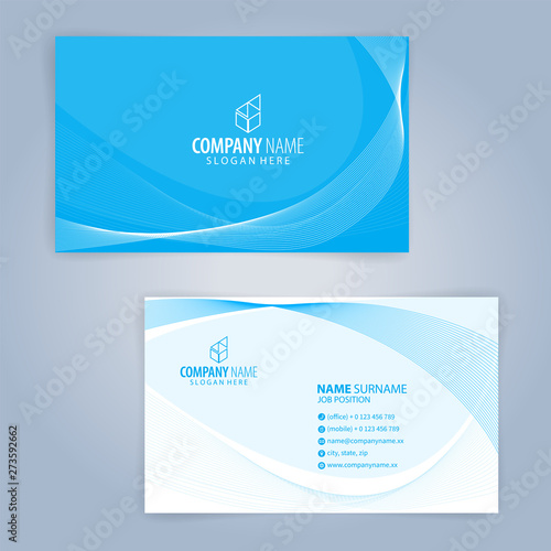 Business card template. Blue and White, Illustration Vector 10