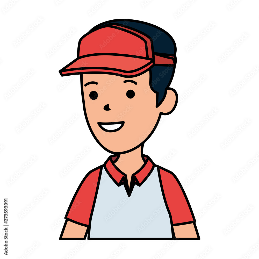 young boy with sport cap character young boy with sport cap character