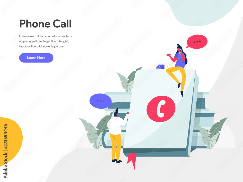 Phone Call Illustration Concept. Modern flat design concept of web page design for website and mobile website.Vector illustration EPS 10