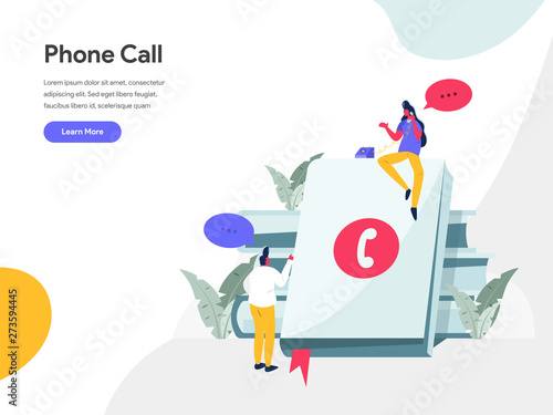 Phone Call Illustration Concept. Modern flat design concept of web page design for website and mobile website.Vector illustration EPS 10